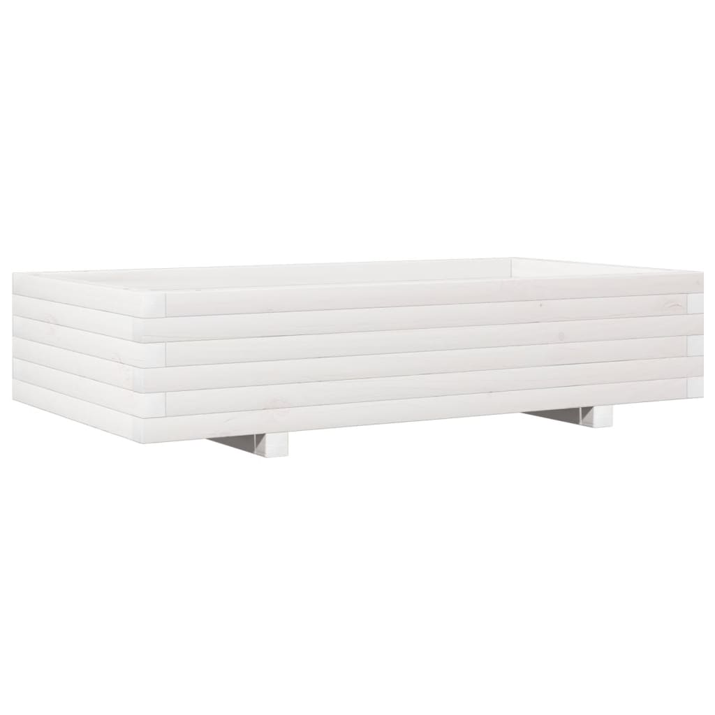 Fioriera da Giardino Bianca 110x60x26, 5cm Massello di Pino | homemem39