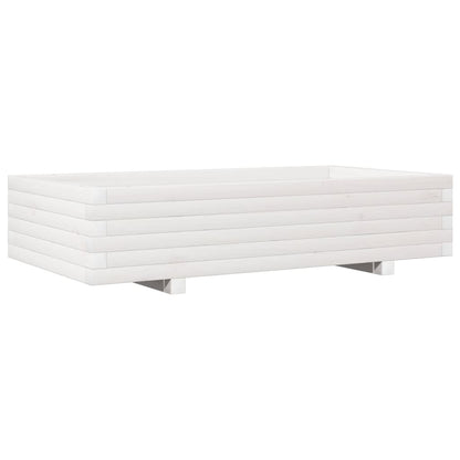 Fioriera da Giardino Bianca 110x60x26, 5cm Massello di Pino | homemem39