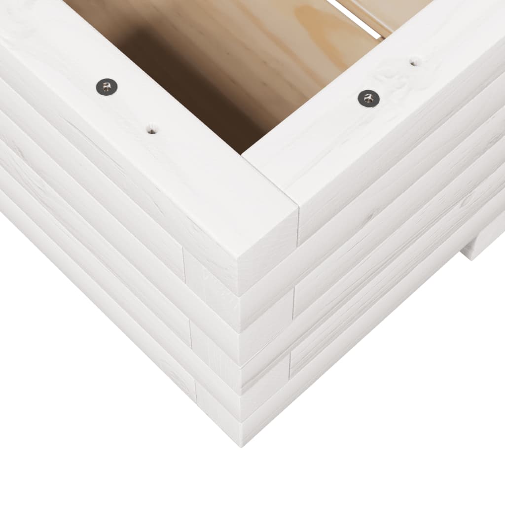 Fioriera da Giardino Bianca 110x60x26, 5cm Massello di Pino | homemem39