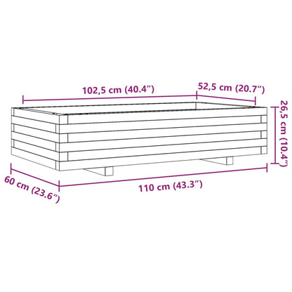 Fioriera da Giardino Bianca 110x60x26, 5cm Massello di Pino | homemem39