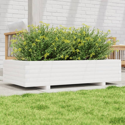 Fioriera da Giardino Bianca 110x60x26, 5cm Massello di Pino | homemem39