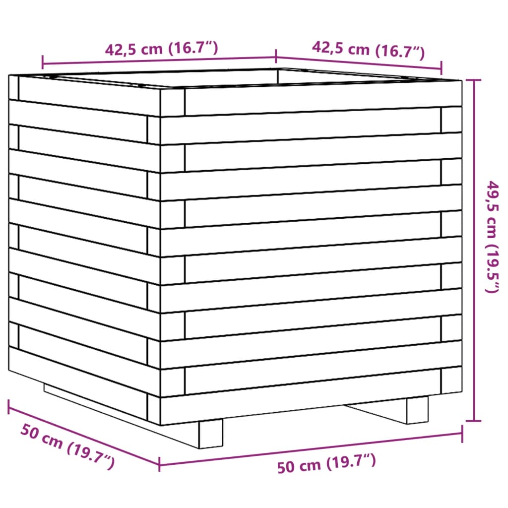 Fioriera da Giardino 50x50x49,5 cm in Legno Massello di Pino - homemem39