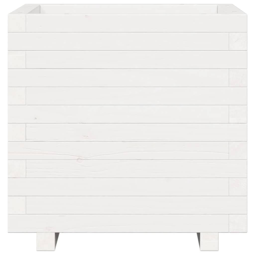 Fioriera da Giardino Bianca 50x50x49,5cm Legno Massello di Pino