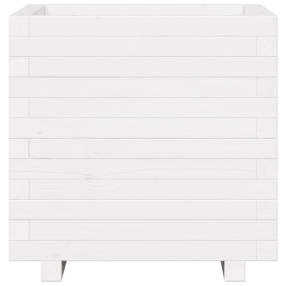 Fioriera da Giardino Bianca 50x50x49,5cm Legno Massello di Pino