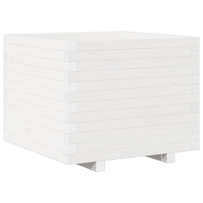 Fioriera da Giardino Bianca 60x60x49,5cm Legno Massello di Pino