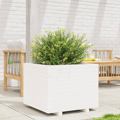 Fioriera da Giardino Bianca 60x60x49,5cm Legno Massello di Pino | homemem39
