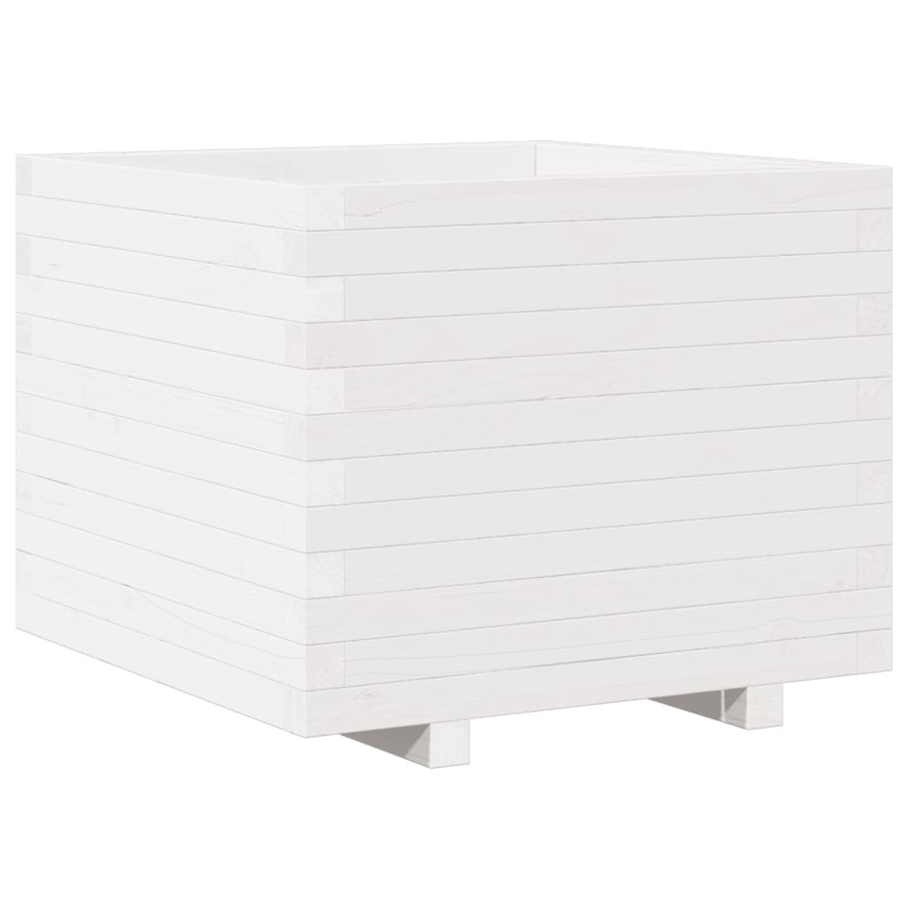 Fioriera da Giardino Bianca 60x60x49,5cm Legno Massello di Pino | homemem39