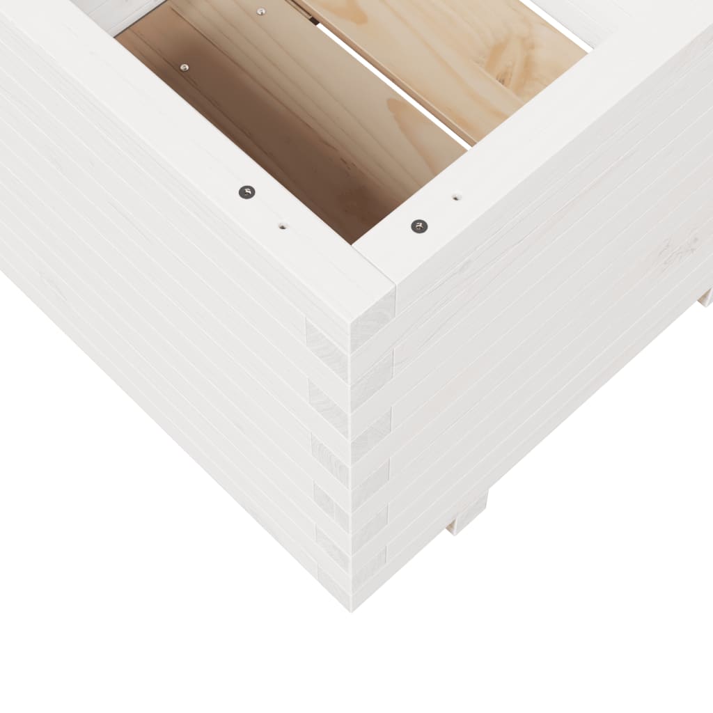 Fioriera da Giardino Bianca 60x60x49,5cm Legno Massello di Pino | homemem39