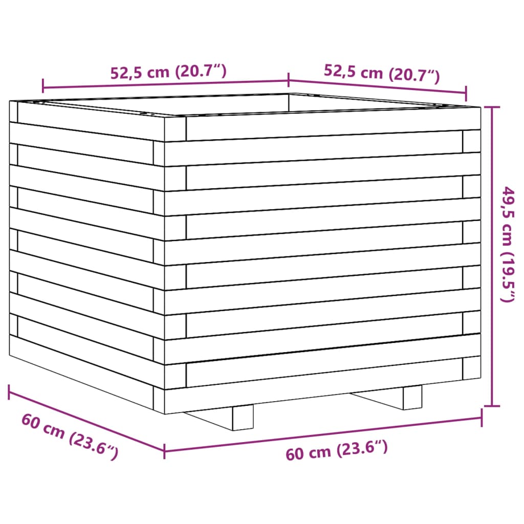 Fioriera da Giardino Bianca 60x60x49,5cm Legno Massello di Pino | homemem39