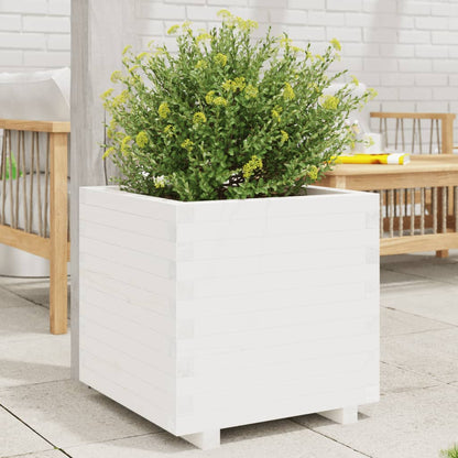 Fioriera da Giardino Bianca 60x60x49,5cm Legno Massello di Pino | homemem39