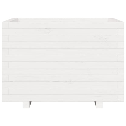 Fioriera da Giardino Bianca 70x70x49,5cm Legno Massello di Pino