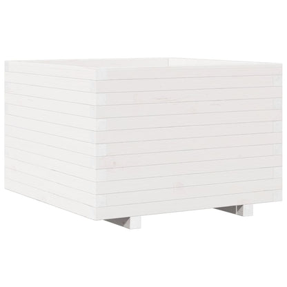 Fioriera da Giardino Bianca 70x70x49,5cm Legno Massello di Pino