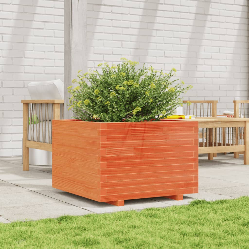 Fioriera Giardino Marrone Cera 70x70x49,5cm Legno Massello Pino - homemem39