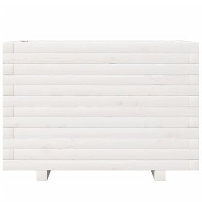 Fioriera da Giardino Bianca 70x40x49,5cm Legno Massello di Pino