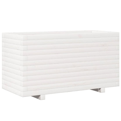 Fioriera da Giardino Bianca 90x40x49,5cm Legno Massello di Pino