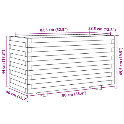 Fioriera da Giardino Bianca 90x40x49,5cm Legno Massello di Pino