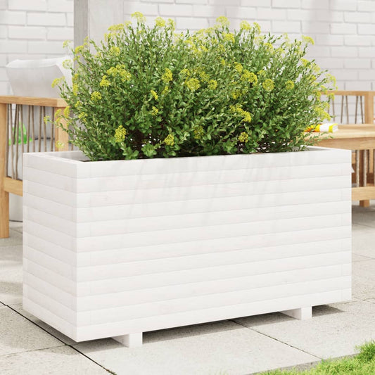 Fioriera da Giardino Bianca 90x40x49,5cm Legno Massello di Pino | homemem39