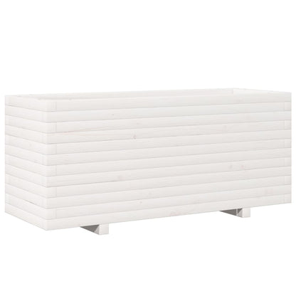 Fioriera da Giardino Bianca 110x40x49,5 cm Legno Massello Pino - homemem39