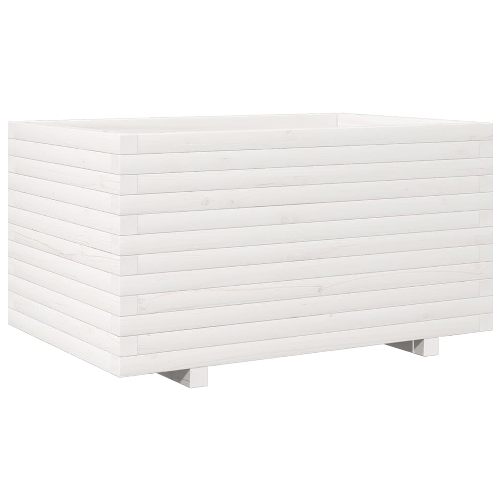 Fioriera da Giardino Bianca 90x60x49,5cm Legno Massello di Pino | homemem39