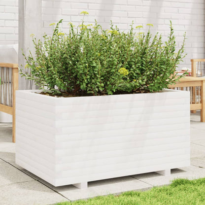 Fioriera da Giardino Bianca 90x60x49,5cm Legno Massello di Pino | homemem39