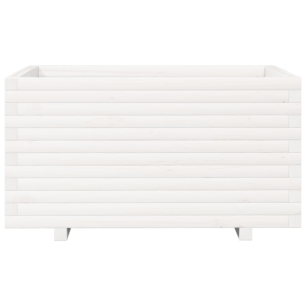 Fioriera da Giardino Bianca 90x60x49,5cm Legno Massello di Pino | homemem39