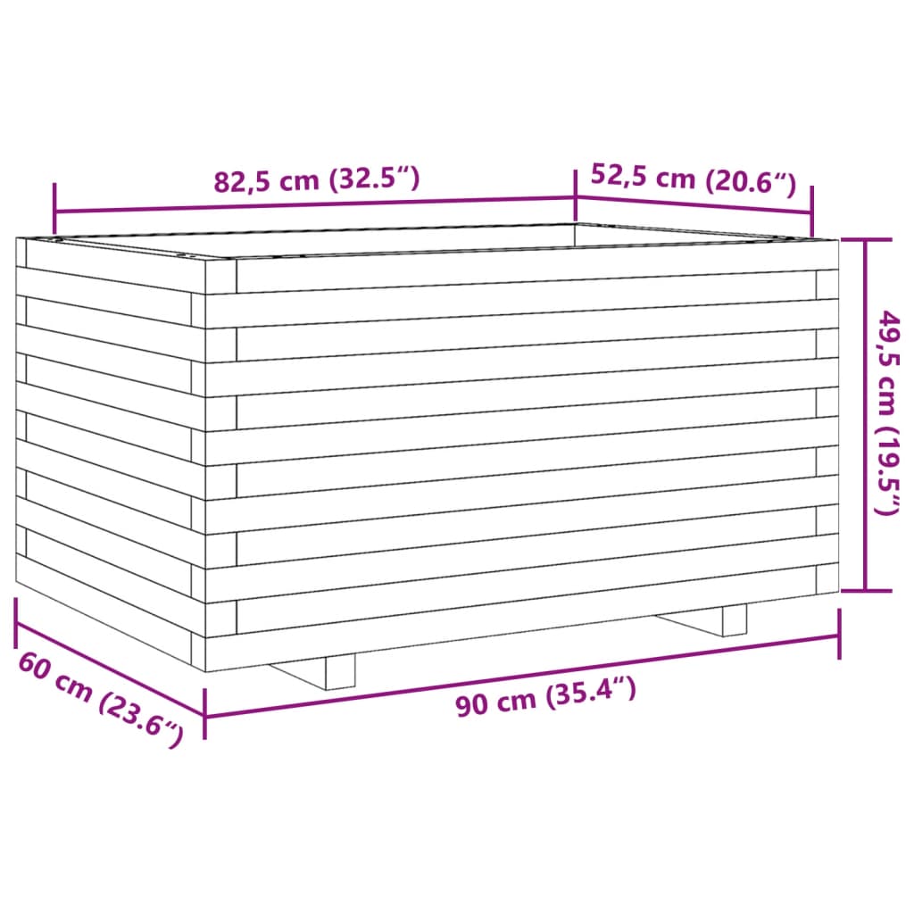 Fioriera da Giardino Bianca 90x60x49,5cm Legno Massello di Pino | homemem39