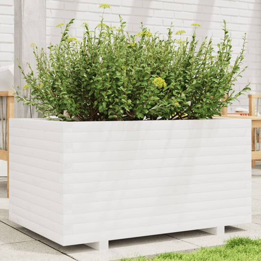 Fioriera da Giardino Bianca 90x60x49,5cm Legno Massello di Pino | homemem39