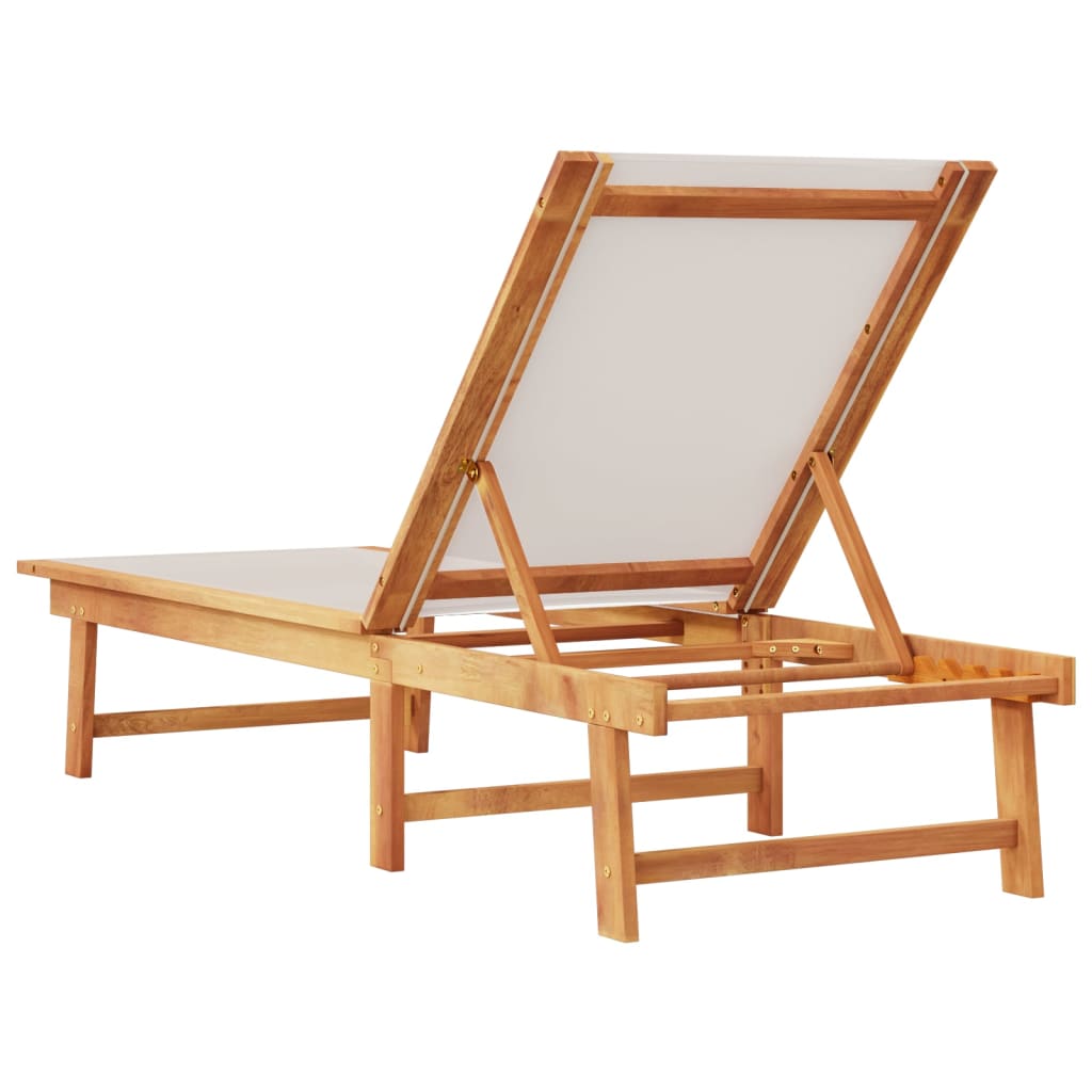 Lettino Prendisole Grigio Legno Massello di Acacia e Textilene - homemem39