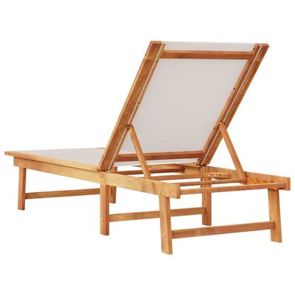 Lettino Prendisole Grigio Legno Massello di Acacia e Textilene - homemem39
