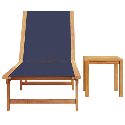 Lettino Prendisole con Tavolo Blu Massello Acacia e Textilene - homemem39