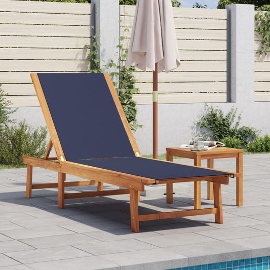 Lettino Prendisole con Tavolo Blu Massello Acacia e Textilene - homemem39