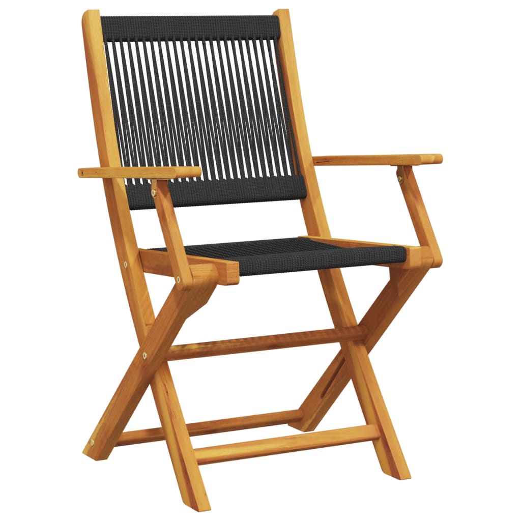 Set Pranzo da Giardino 5 pz Nero Polipropilene e Legno Massello | homemem39