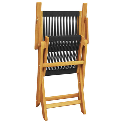 Set Pranzo da Giardino 5 pz Nero Polipropilene e Legno Massello | homemem39