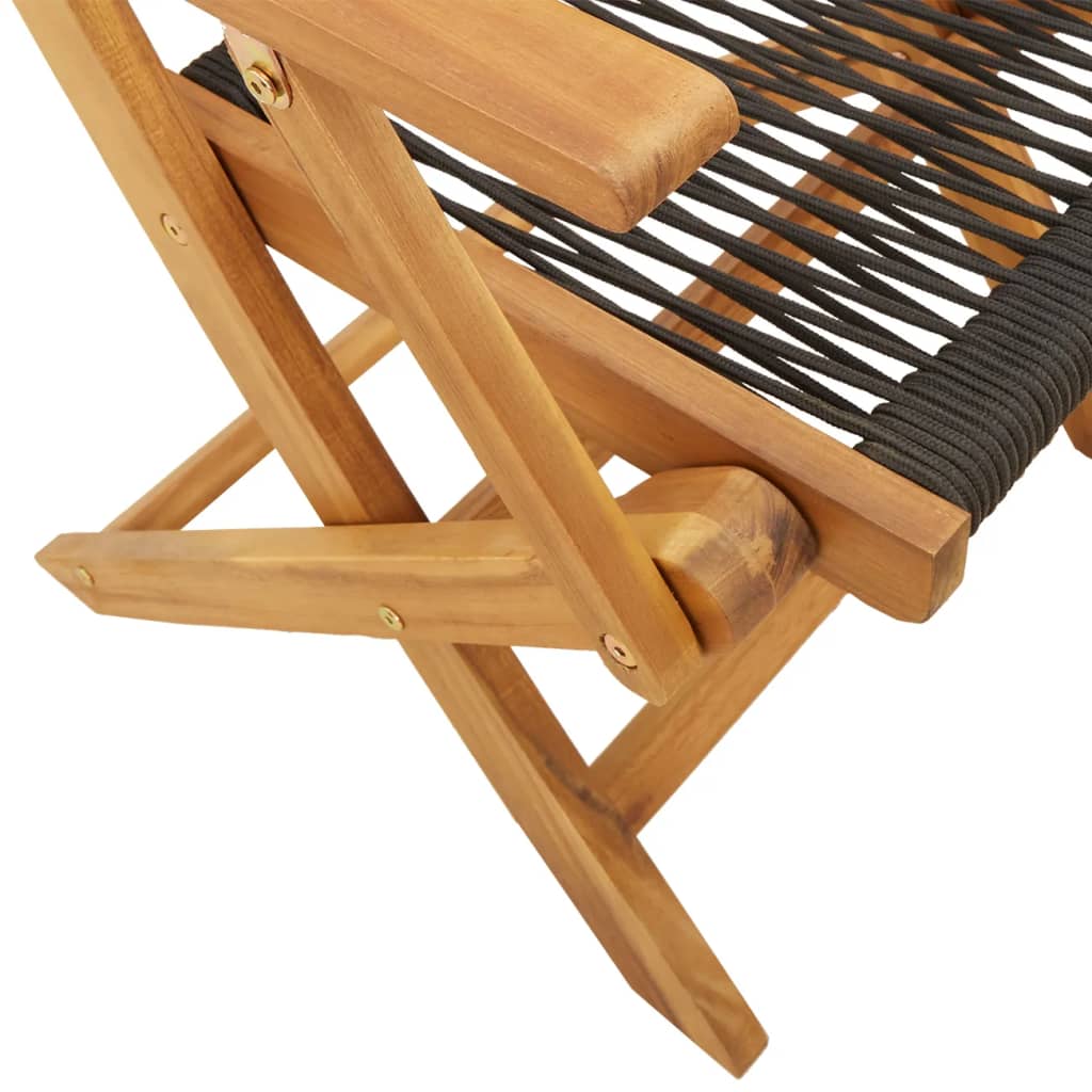 Set Pranzo da Giardino 5 pz Nero Polipropilene e Legno Massello | homemem39