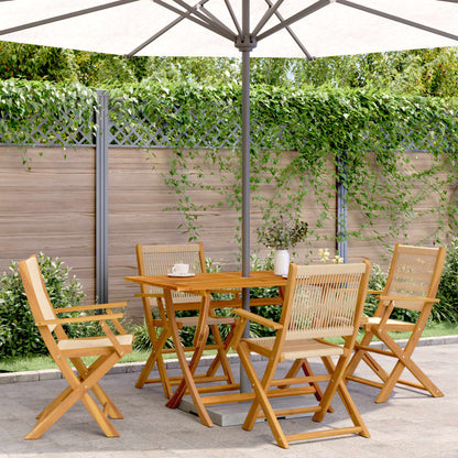 Set Pranzo da Giardino 5 pz Beige Polipropilene/ Legno Massello | homemem39
