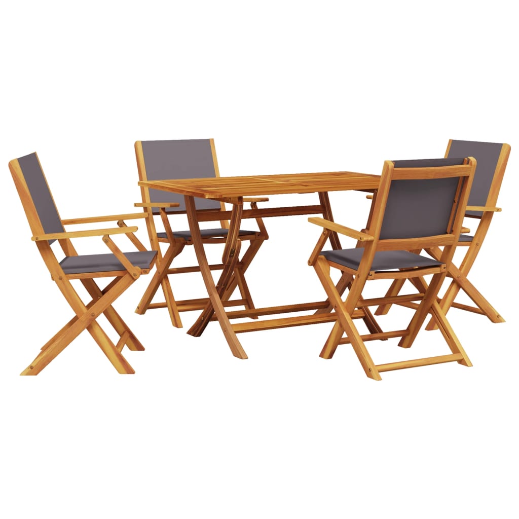 Set Pranzo da Giardino 5pz Antracite Tessuto e Legno Massello | homemem39