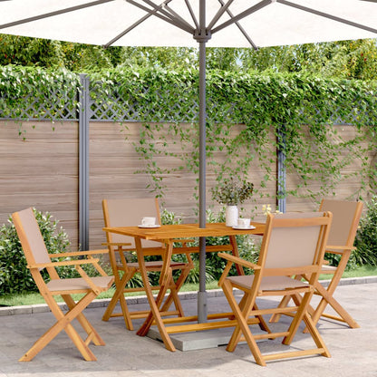 Set da Pranzo da Giardino 5 pz Tortora Tessuto e Legno Massello