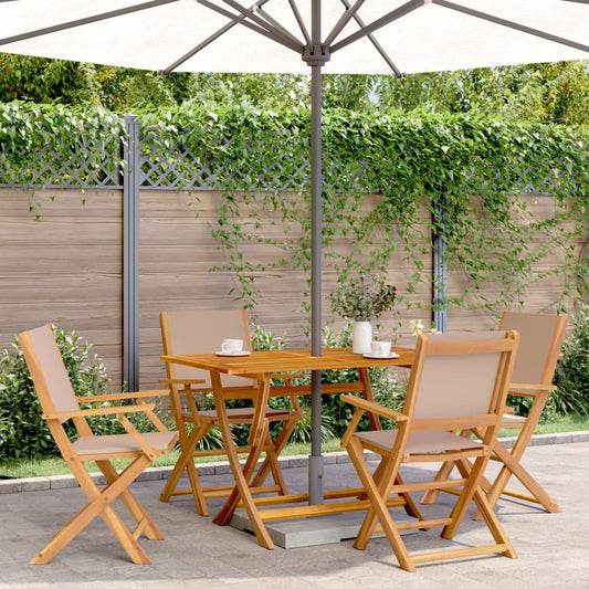 Set da Pranzo da Giardino 5 pz Tortora Tessuto e Legno Massello