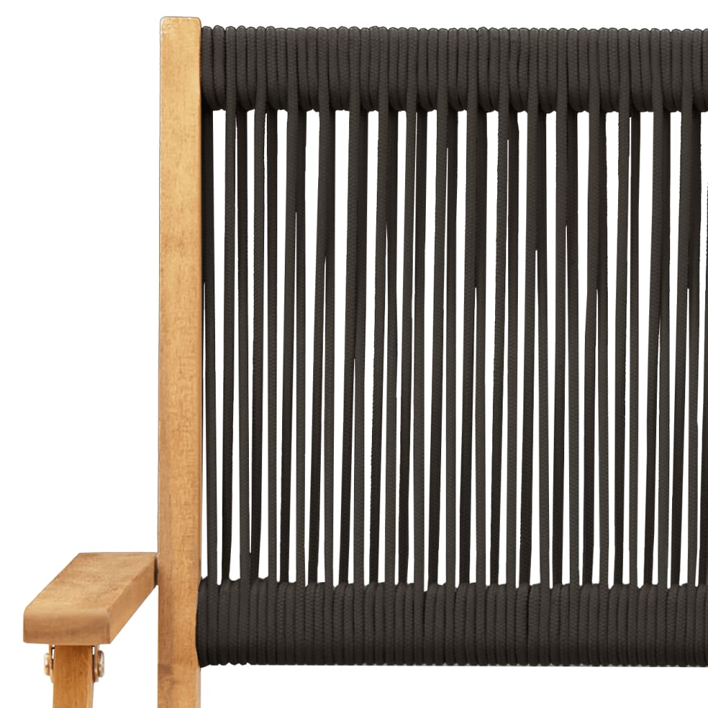 Set Pranzo da Giardino 7 pz Nero Polipropilene e Legno Massello