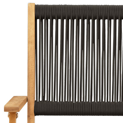 Set Pranzo da Giardino 7 pz Nero Polipropilene e Legno Massello