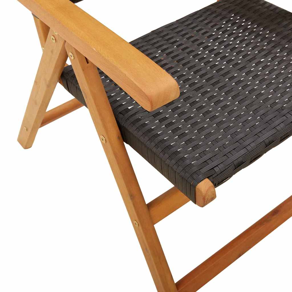 Set Pranzo Giardino 7 pz Nero in Polyrattan e Legno Massello | homemem39