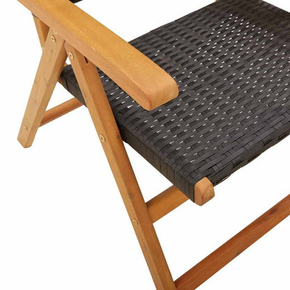 Set Pranzo Giardino 7 pz Nero in Polyrattan e Legno Massello | homemem39