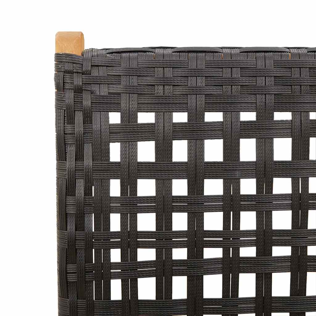Set Pranzo Giardino 7 pz Nero in Polyrattan e Legno Massello | homemem39