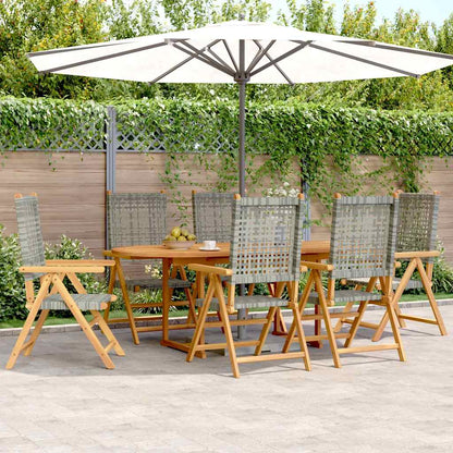 Set Pranzo da Giardino 7 pz Grigio Polyrattan e Legno Massello | homemem39