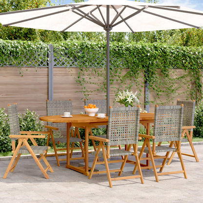 Set Pranzo da Giardino 7 pz Grigio Polyrattan e Legno Massello - homemem39