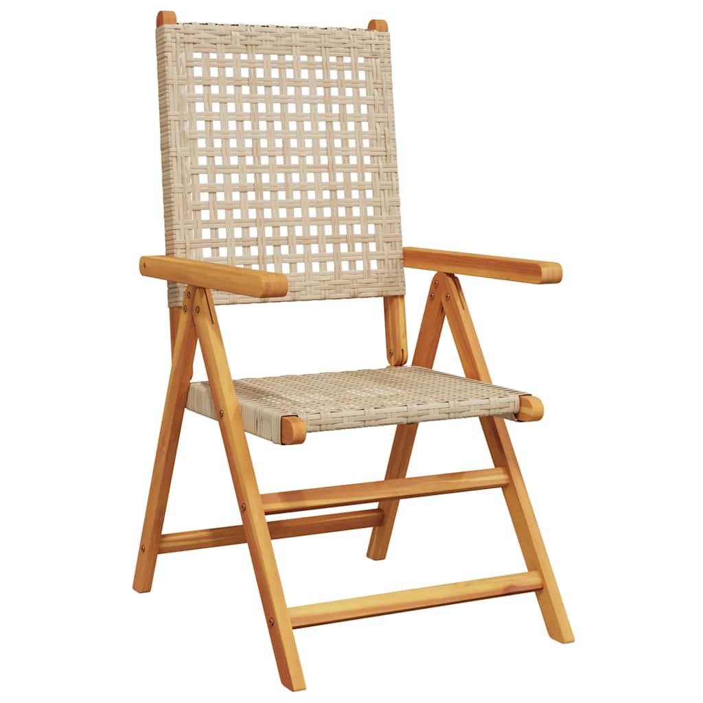 Set Pranzo da Giardino 7 pz Beige Polyrattan e Legno Massello | homemem39