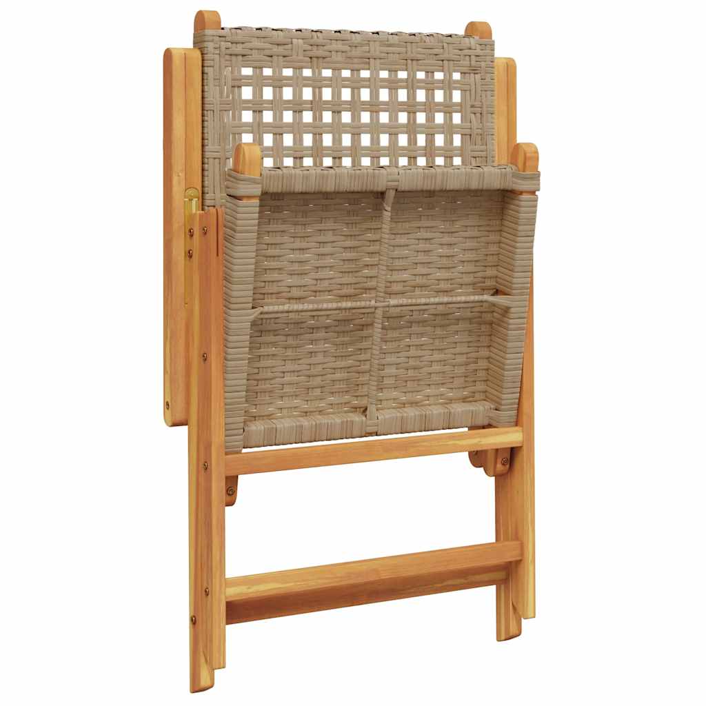 Set Pranzo da Giardino 7 pz Beige Polyrattan e Legno Massello | homemem39