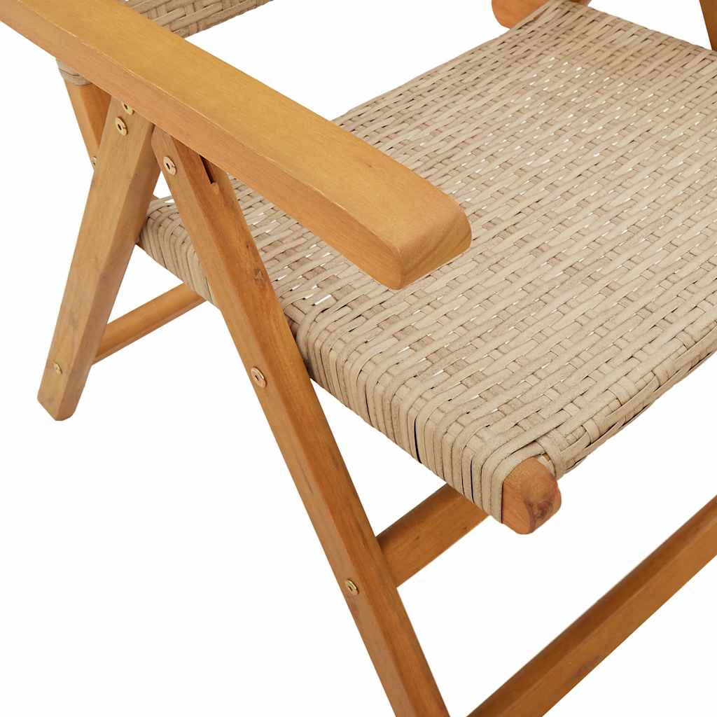 Set Pranzo da Giardino 7 pz Beige Polyrattan e Legno Massello | homemem39