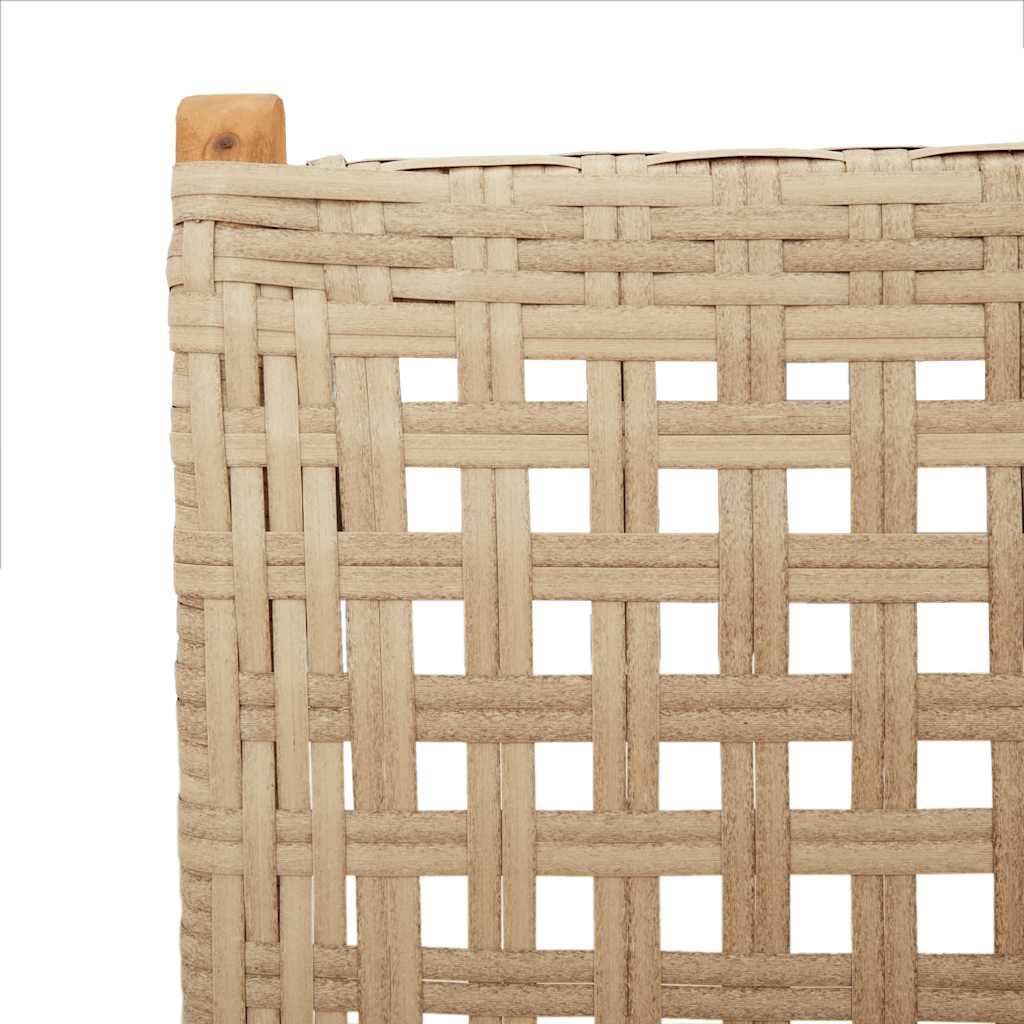 Set Pranzo da Giardino 7 pz Beige Polyrattan e Legno Massello | homemem39