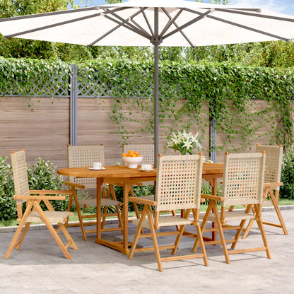 Set Pranzo da Giardino 7 pz Beige Polyrattan e Legno Massello - homemem39